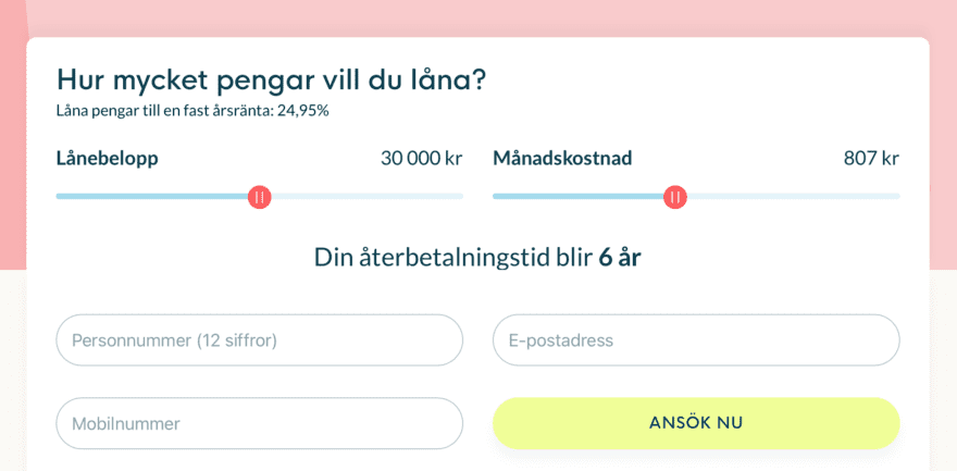 Extralånet reglage