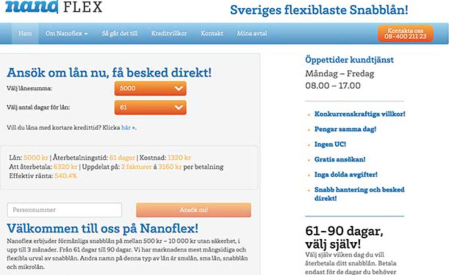 Nanoflex smslån